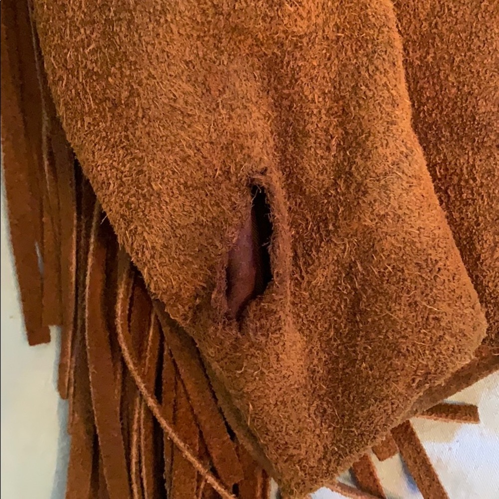 Brown Fringe Suede Jacket - Picture 5 of 7